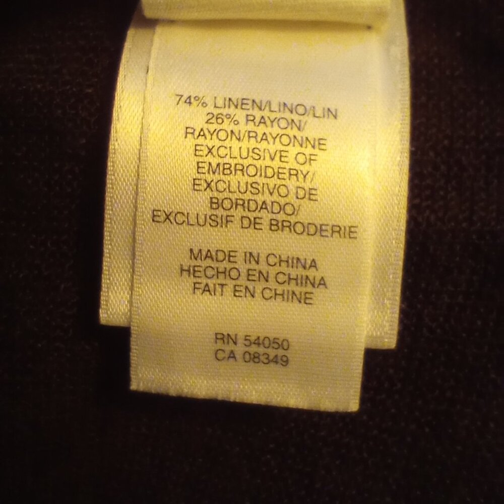 Jones New York Brown Semi-Sheer Linen Blend Open Front Duster Cardigan sz S - Picture 9 of 10
